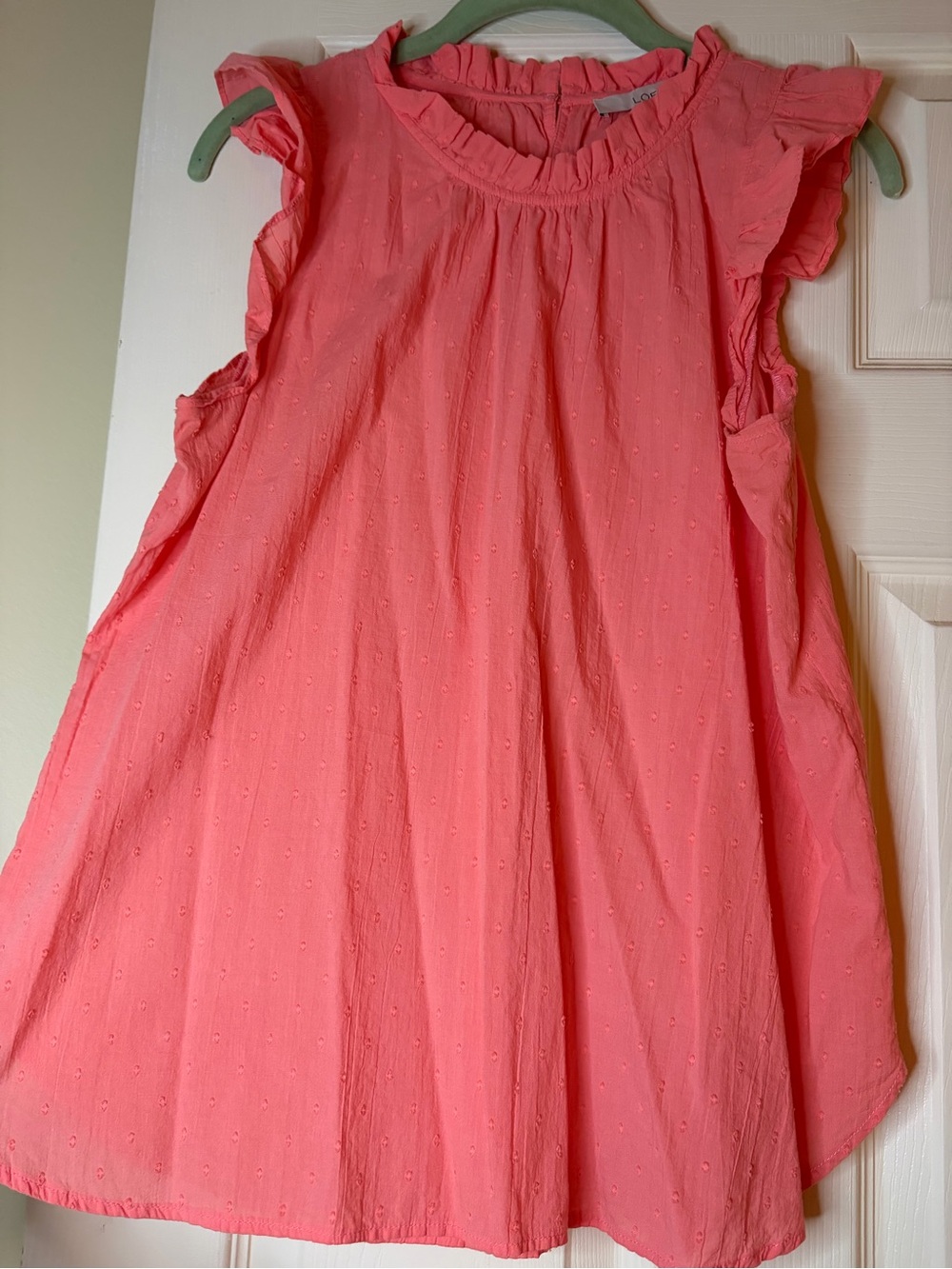 LOFT Coral Pink Ruffle-Neck Sleeveless Top